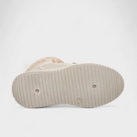 Топли дамски боти с пухкав хастар и връзки W210136 Beige