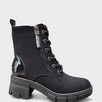 Дамски боти с връзки и цип в черно B4170-1 black