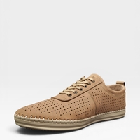 Мъжки обувки от естествена кожа с перфорация в бежово 7007 beige