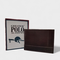 Mъжки портфейл от естествена кожа CHESTER POLO ACADEMY в кафяв цвят
