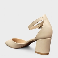 Бежови дамски обувки с широк ток 6 см – C5730-3 Beige