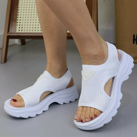Дамски спортни сандали от плетена материя в бяло D2436-2 all white