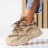 Дамски чънки маратонки на платформа в цвят Каки модел:XQ105 beige