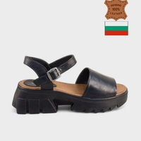 Дамски сандали от естествена кожа с платформа 5.5см, дизайн на PRADA – 22683-1498 NERO