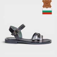 Дамски сандали от естествена кожа с кръстосани каишки в черно 732004 black