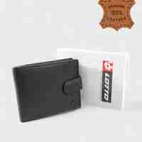 Мъжки портфейл Lotto от естествена кожа в черен цвят с копче LTT914-U2L nero