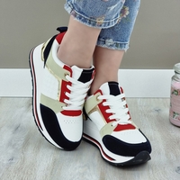 Дамски маратонки на платформа C2053 blue/white/red