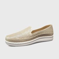 Модни дамски лоуфъри с перфорации A2373-3 beige