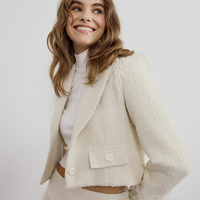 Tweed blazer with feather in white