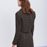 Cropped dark tweed blazer