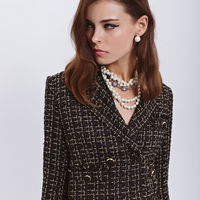Cropped dark tweed blazer