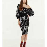 Knit midi skirt with geometric pattern