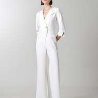 Jumpsuit with monogram buttons in white