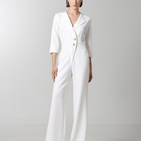 Jumpsuit with monogram buttons in white