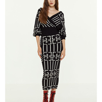 Knit midi skirt with geometric pattern