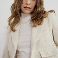 Tweed blazer with feather in white