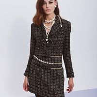 Cropped dark tweed blazer