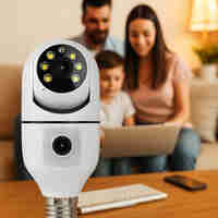 WiFi двойна IP камера за фасунга – Full HD 1080P, 355° въртене, нощно виждане и двупосочно аудио