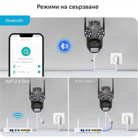 Тройна външна WiFi камера 9MP с аларма, 24 диода, iCSee, 64GB памет