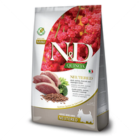 N&D Quinoa NEUTERD Dog Adult MINI with Duck, Broccoli & Aspragus-Суха Храна за Кастрирани Кучета с Патешко