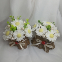 Маргаритки в дървено пънче