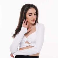 Топ за йога и пилатес White Twist Long Sleeve Top
