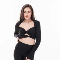 Топ за йога и пилатес Black Twist Long Sleeve Top