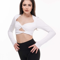 Топ за йога и пилатес White Twist Long Sleeve Top