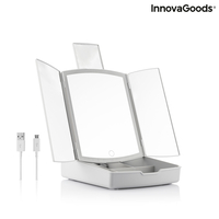 Сгъваемо LED Огледало 3 в 1 с Органайзер за Грим Panomir InnovaGoods
