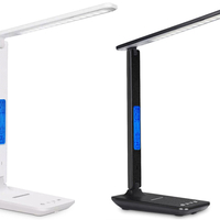 LED училищна настолна лампа usb часовник qi зарядно устройство