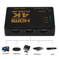 Превключете 3x на 1 hdmi 4k uhd сплитер + инфрачервено дистанционно