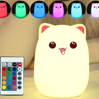 Детска нощна лампа led cat kitty rgb pilot