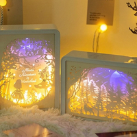 Нощна лампа Хартиени изрезки 3d USB светлина