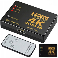 Превключете 3x на 1 hdmi 4k uhd сплитер + инфрачервено дистанционно