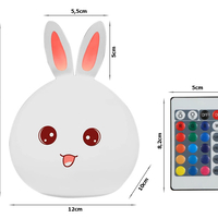 Детска нощна лампа led заек дистанционно rgb usb