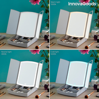 Сгъваемо LED Огледало 3 в 1 с Органайзер за Грим Panomir InnovaGoods