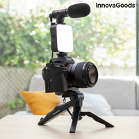 Комплект Vlogging със Светлина, Микрофон и Дистанционно Управление Plodni InnovaGoods 6 Части