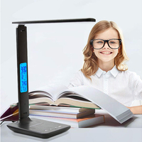 LED училищна настолна лампа usb часовник qi зарядно устройство