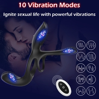 3-in-1 Remote-Controlled Penis Ring with Clitoral Stimulation – 10 Vibration Modes and IPX7 Waterproof