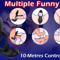 3-in-1 Remote-Controlled Penis Ring with Clitoral Stimulation – 10 Vibration Modes and IPX7 Waterproof
