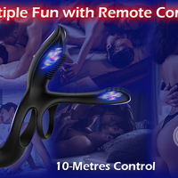 3-in-1 Remote-Controlled Penis Ring with Clitoral Stimulation – 10 Vibration Modes and IPX7 Waterproof
