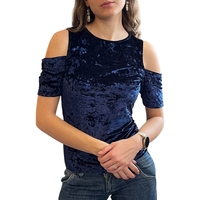 Дамска блуза кадифе с къс ръкав COOLCAT Women Navy