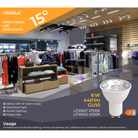 LED луничка Gu10 220V-240V AC 15° 6W 4200K COB