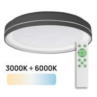 LED димираща плафониера с дистанционно, 45W IP20 CCT 3000/4000/6000K   черна