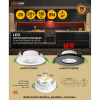 LED димираща луна за вграждане черна  220V-240V AC 60° 6W 3000K/4000K/6500K SMD 2835
