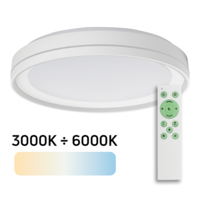 LED димираща плафониера с дистанционно 45W IP20 CCT 3000/4000/6000K   бяла