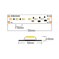 Професионална LED лента Dim-to-warm 5м  24V DC 120° 12W/m 1800K/3000K SMD 2216
