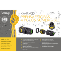 Влагозащитен конектор М20, 4 пина IP68, 1 брой, 16А    Спирала