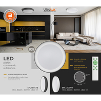 LED димираща плафониера с дистанционно, 45W IP20 CCT 3000/4000/6000K   черна