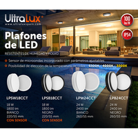 LED CCT IP54 220-240V AC 18W сензорна  плафониера черна